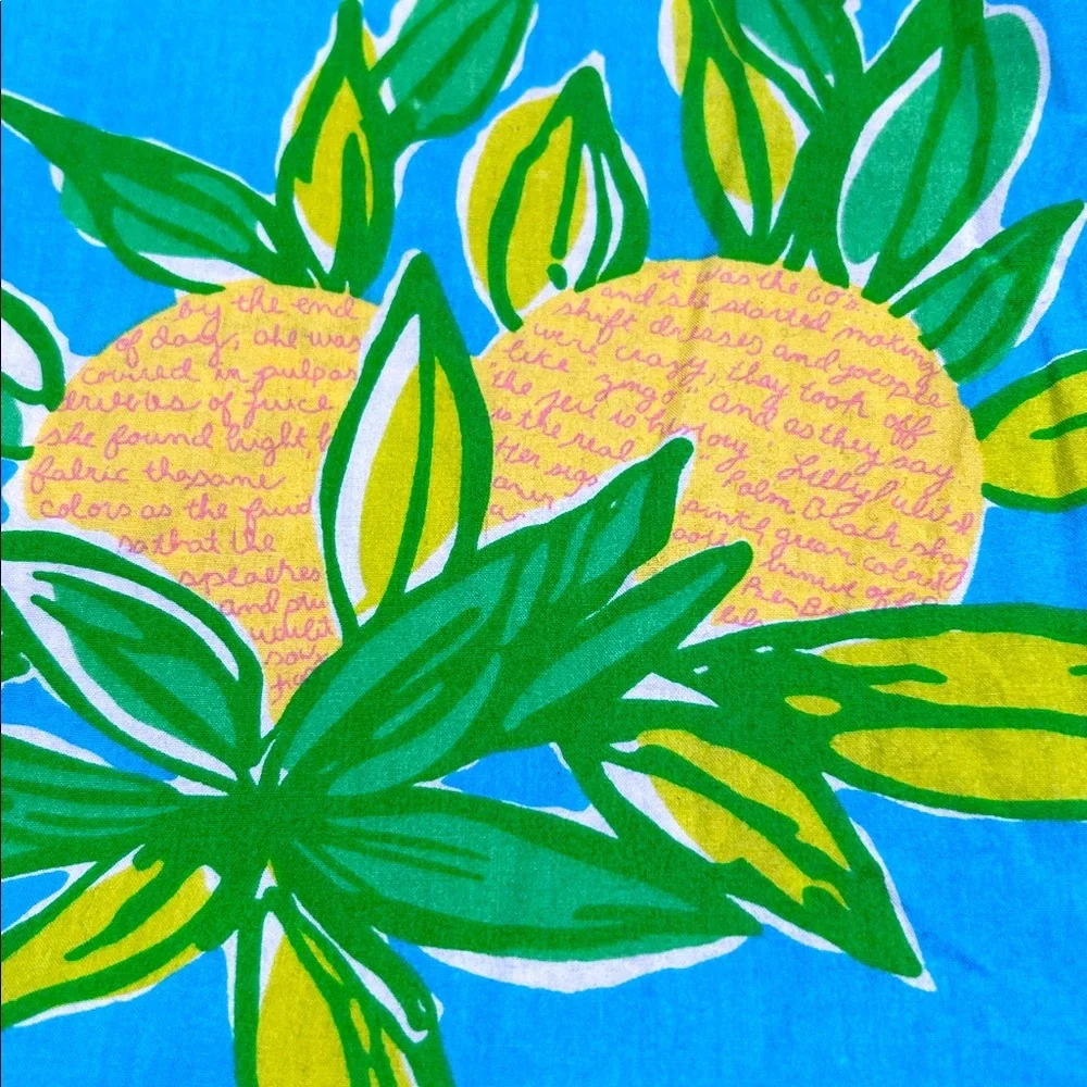 Lilly Pulitzer Turquoise Shower Curtain with Yellow Floral Print